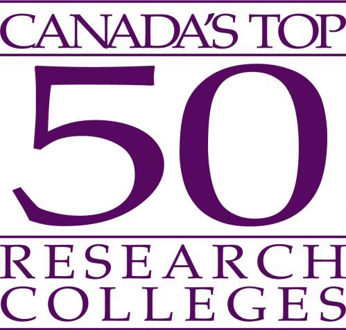 Canada's Top 50 Research Colleges 2021 purple logo.