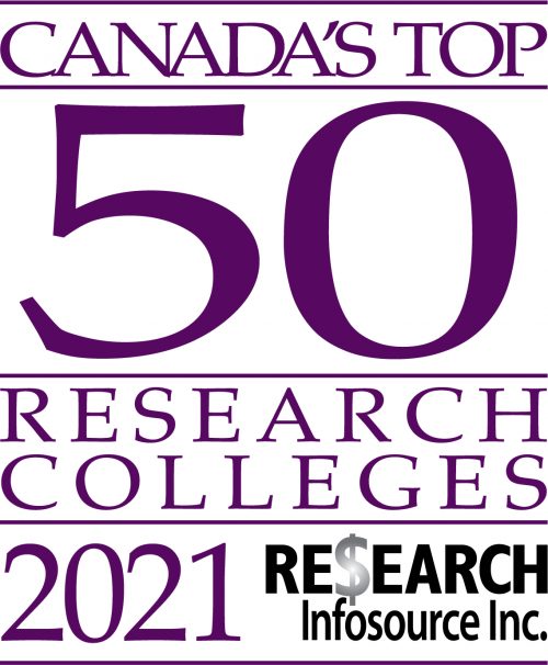 Canada's Top 50 Research Colleges 2021 purple logo.