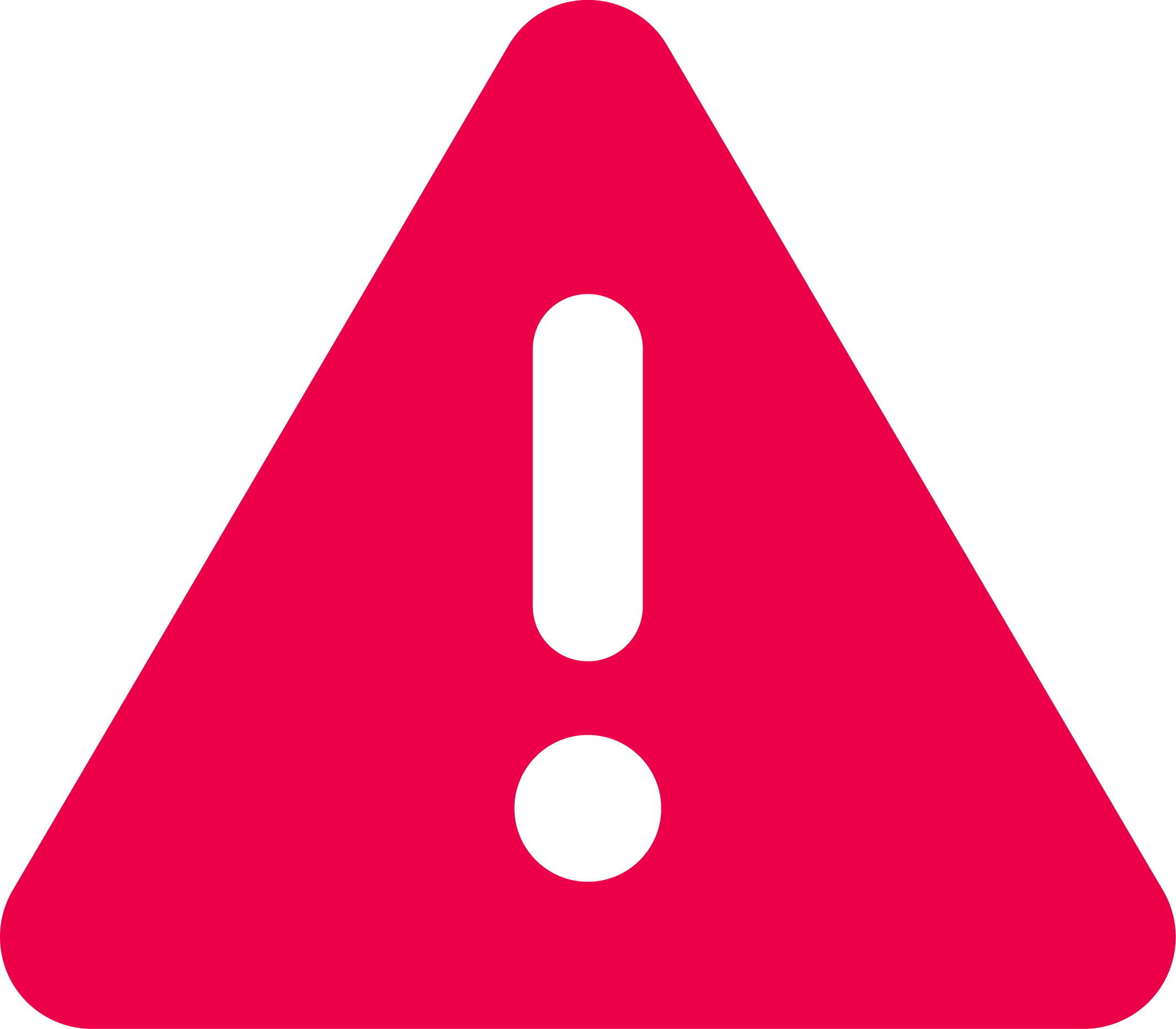 An alert icon that is a red triangle with an exclamation point.