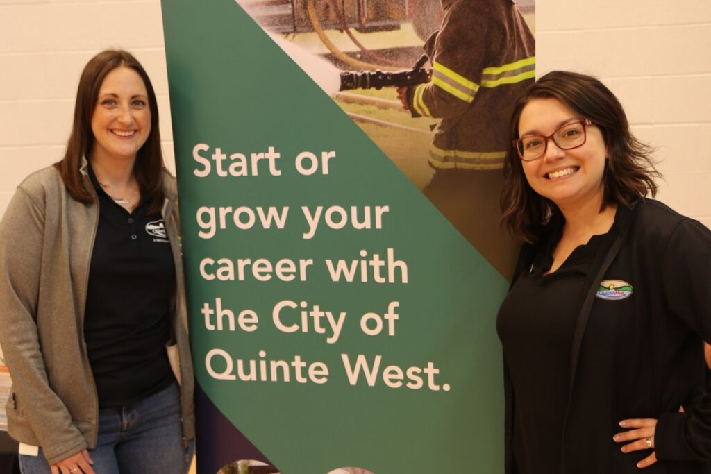 Two female HR professionals represent the City of Quinte West at a municipal recruitment event.