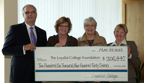 L to R:  Foundation Vice-Chair Bernie Ouellet, Loyalist College President Maureen Piercy, Foundation Board Director Pat Dockrill, and 2012- 2013 Foundation Board Chair, Beverley Townsend.