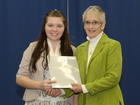 Child and Youth Worker student Ashlee Cooney, a graduate of Quinte Secondary School, receives the Retired Teachers of Ontario (RTO) - District 19 Award from Janet Marrisen, President, RTO – District 19.