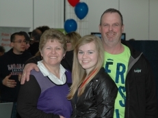 Cassandra Barber with her parents Sheila and Kevin