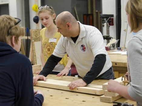 Grade seven and eight students participate in a Construction Renovation workshop with Professor Tom Falcao during Taste of Loyalist.