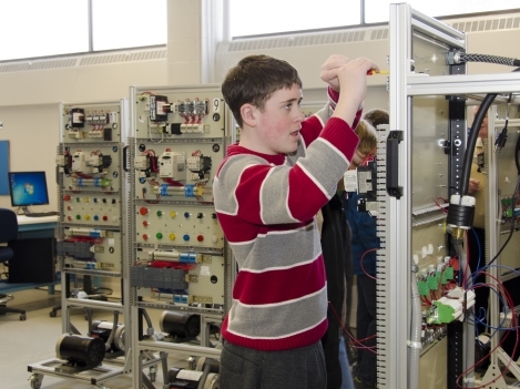 A student learns about automation in the Electrical Techniques workshop during Taste of Loyalist.