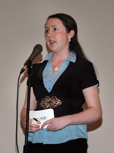 Advertising student Ashley Walsh (shown in photo) presented with her peer Julisa Vandenburg.